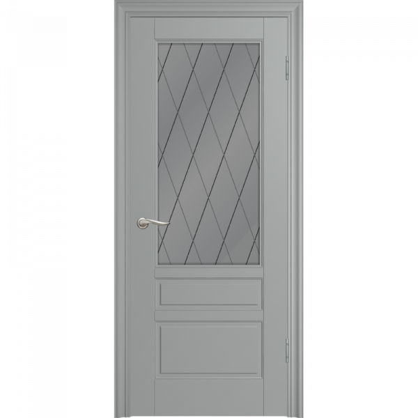 Дверь SKY-3 Со стеклом, эмаль серая