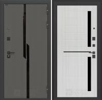 Дверь Лабиринт CARBON (Ю) 02 — Сандал белый, стекло черное
