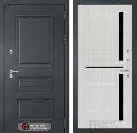 Дверь Лабиринт ATLANTIC (Ю) 02 — Сандал белый, стекло черное