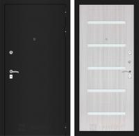 Дверь Лабиринт CLASSIC Шагрень черная 01 — Сандал белый, стекло белое