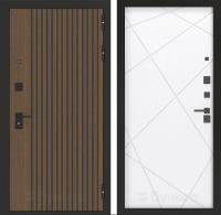 Дверь БУНКЕР BN-02 Ларче орех с черной патиной/ФЛ-291 Белый софт