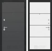 Дверь Лабиринт ART графит 25 — Белый софт, черный молдинг