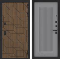 Дверь БУНКЕР BN-03 Ларче орех с черной патиной/АМСТРОД Серый софт рельеф