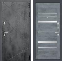 Дверь Лабиринт LOFT (Ю) 20 — Бетон темный, зеркальные вставки