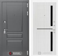Дверь Лабиринт ПЛАТИНУМ 02 — Сандал белый, стекло черное