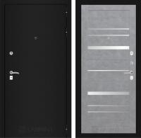Дверь Лабиринт CLASSIC Шагрень черная 20 — Бетон светлый, зеркальные вставки