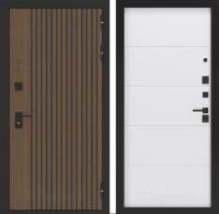 Дверь БУНКЕР BN-02 Ларче орех с черной патиной/ФЛ-649 Белый софт