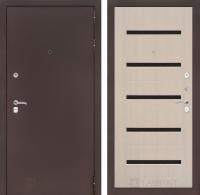 Дверь Лабиринт CLASSIC Антик медный 01 — Беленый дуб, стекло черное