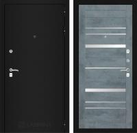 Дверь Лабиринт CLASSIC Шагрень черная 20 — Бетон темный, зеркальные вставки
