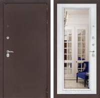 Дверь Лабиринт CLASSIC Антик медный Белый софт Зеркало с фацетом