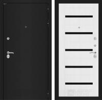 Дверь Лабиринт CLASSIC Шагрень черная 01 — Белое дерево, стекло черное
