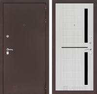 Дверь Лабиринт CLASSIC Антик медный 02 — Сандал белый, стекло черное