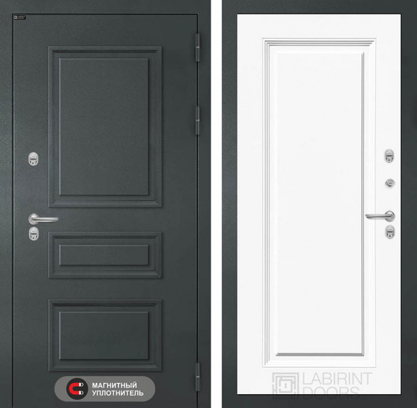 Дверь Лабиринт ATLANTIC (Ю) 27 — Эмаль RAL 9003