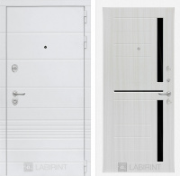 Дверь Лабиринт TRENDO 02 — Сандал белый, стекло черное