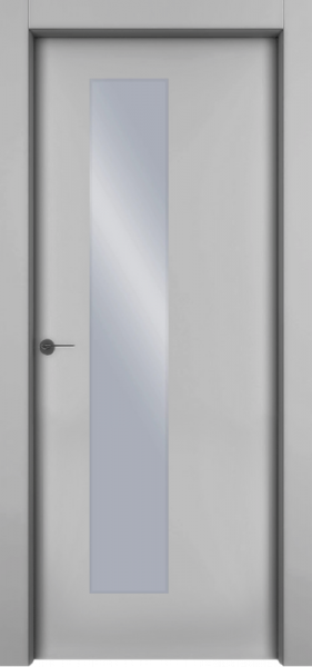 Дверь Офрам 1001 со стеклом, эмаль серая