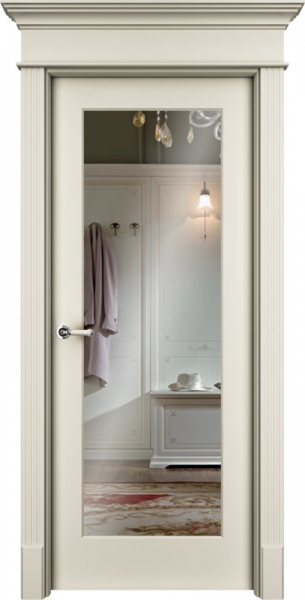 Дверь Офрам НАФТА-Z с зеркалом, эмаль кремовая RAL 9001