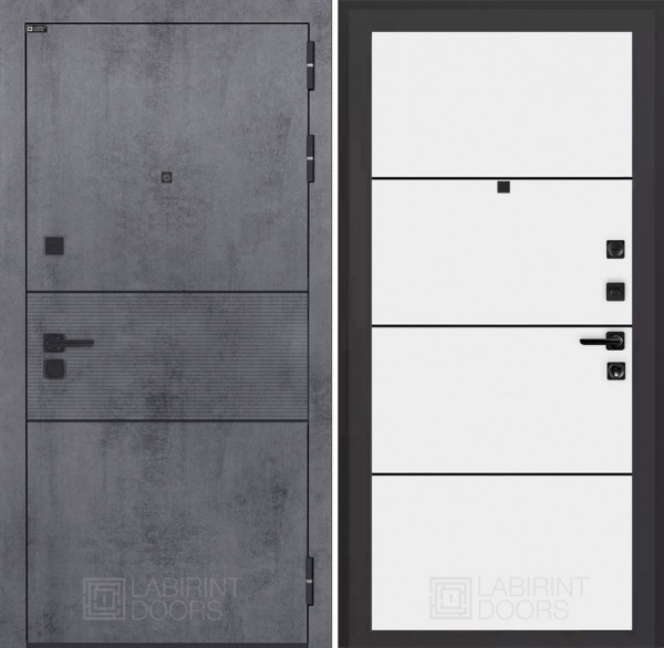 Дверь Лабиринт INFINITY (Ю) 25 — Белый софт, черный молдинг