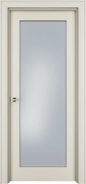 Дверь Офрам ПАСПАРТУ со стеклом, эмаль кремовая RAL 9001