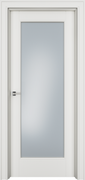 Дверь Офрам ДЕЛЬТА со стеклом, эмаль молочно-белая RAL 9010