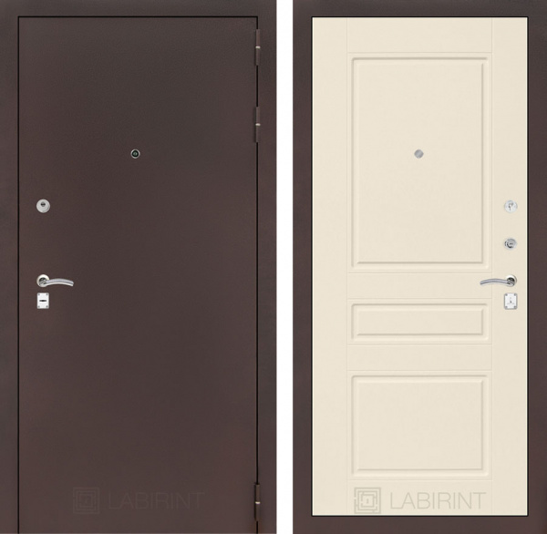 Дверь Лабиринт CLASSIC Антик медный 03 — Крем софт
