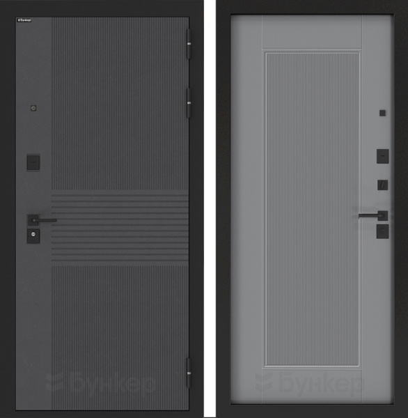 Дверь БУНКЕР BN-05 Лофт графит/АМСТРОД Серый софт рельеф