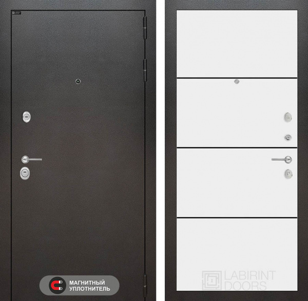 Дверь Лабиринт SILVER 25 — Белый софт, черный молдинг