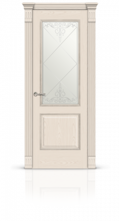 Дверь СИТИДОРС мод. Бристоль со стеклом Шпон Ясень крем