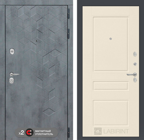 Дверь Лабиринт BETON 03 — Крем софт