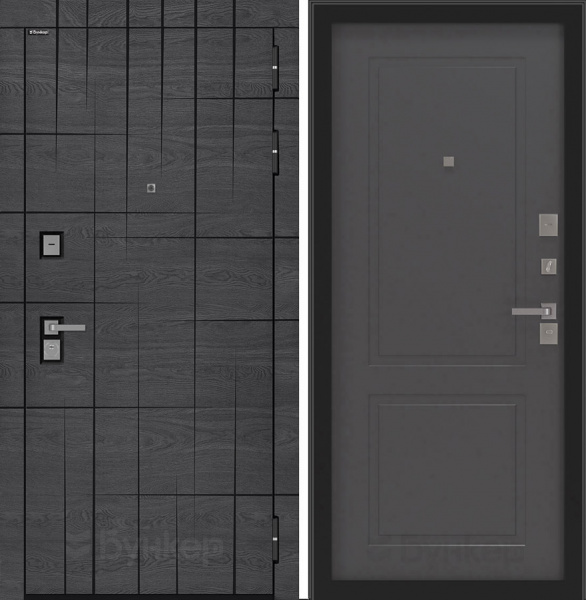 Дверь БУНКЕР BN-09 Дуб мадейра с черной патиной/ФЛ-609 Графит софт