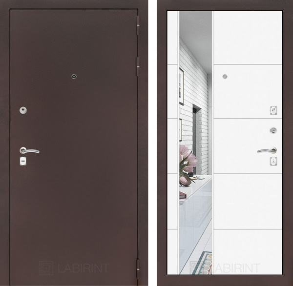 Дверь Лабиринт CLASSIC Антик медный 19 — Белый софт