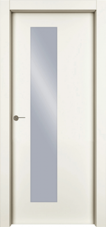 Дверь Офрам 1001 со стеклом, эмаль кремовая RAL 9001