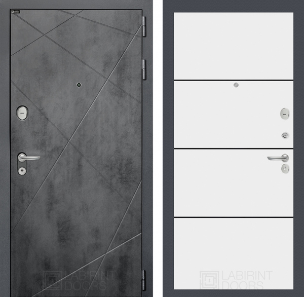 Дверь Лабиринт LOFT (Ю) 25 — Белый софт, черный молдинг