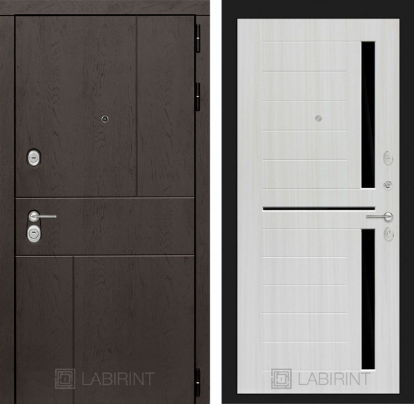 Дверь Лабиринт URBAN 02 — Сандал белый, стекло черное