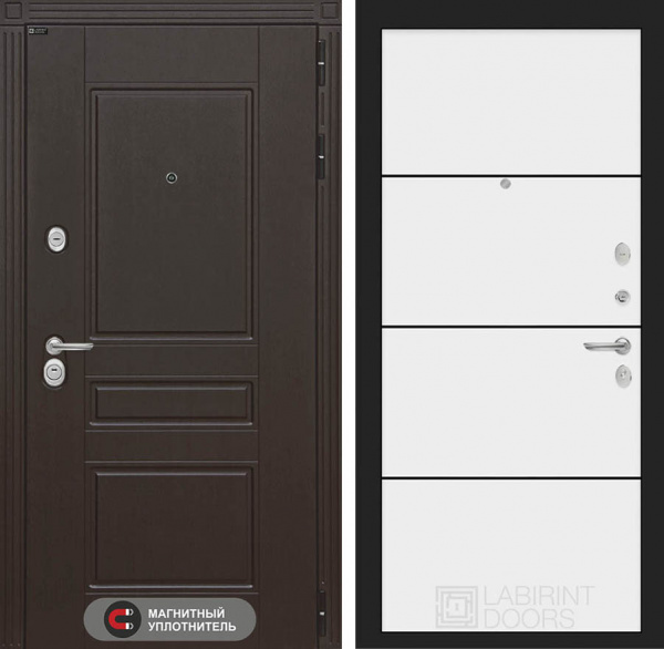 Дверь Лабиринт МЕГАПОЛИС 25 — Белый софт, черный молдинг