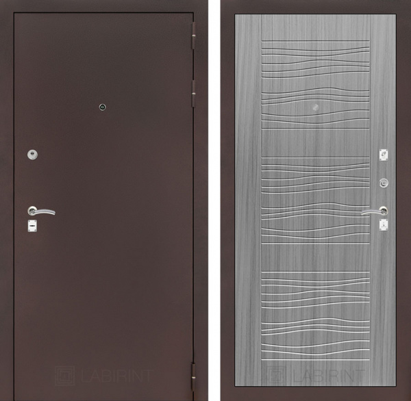 Дверь Лабиринт CLASSIC Антик медный 06 — Сандал серый